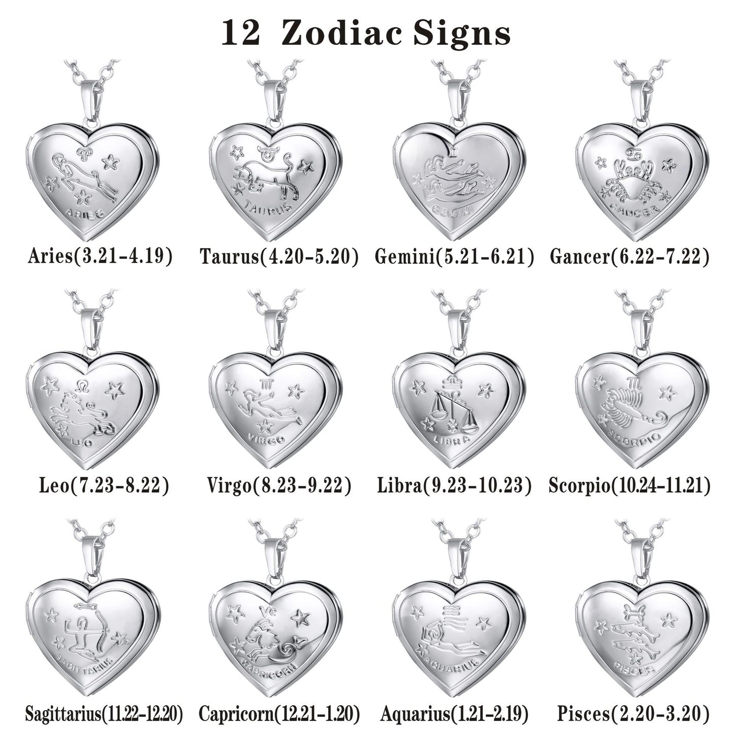 Star Sign Engraved Heart Locket