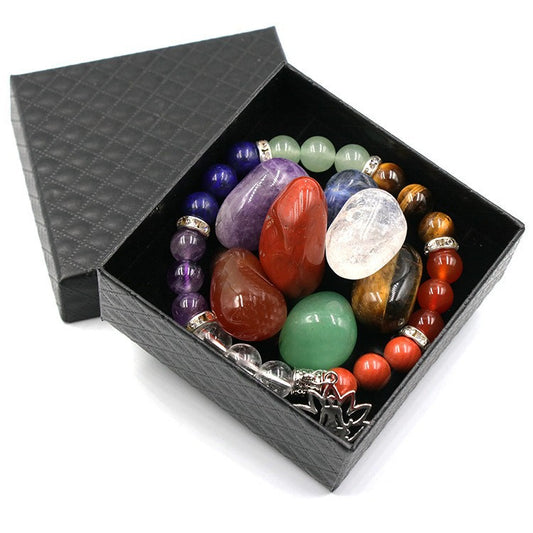 Chakra Stones and Yoga Bracelet Gift Box